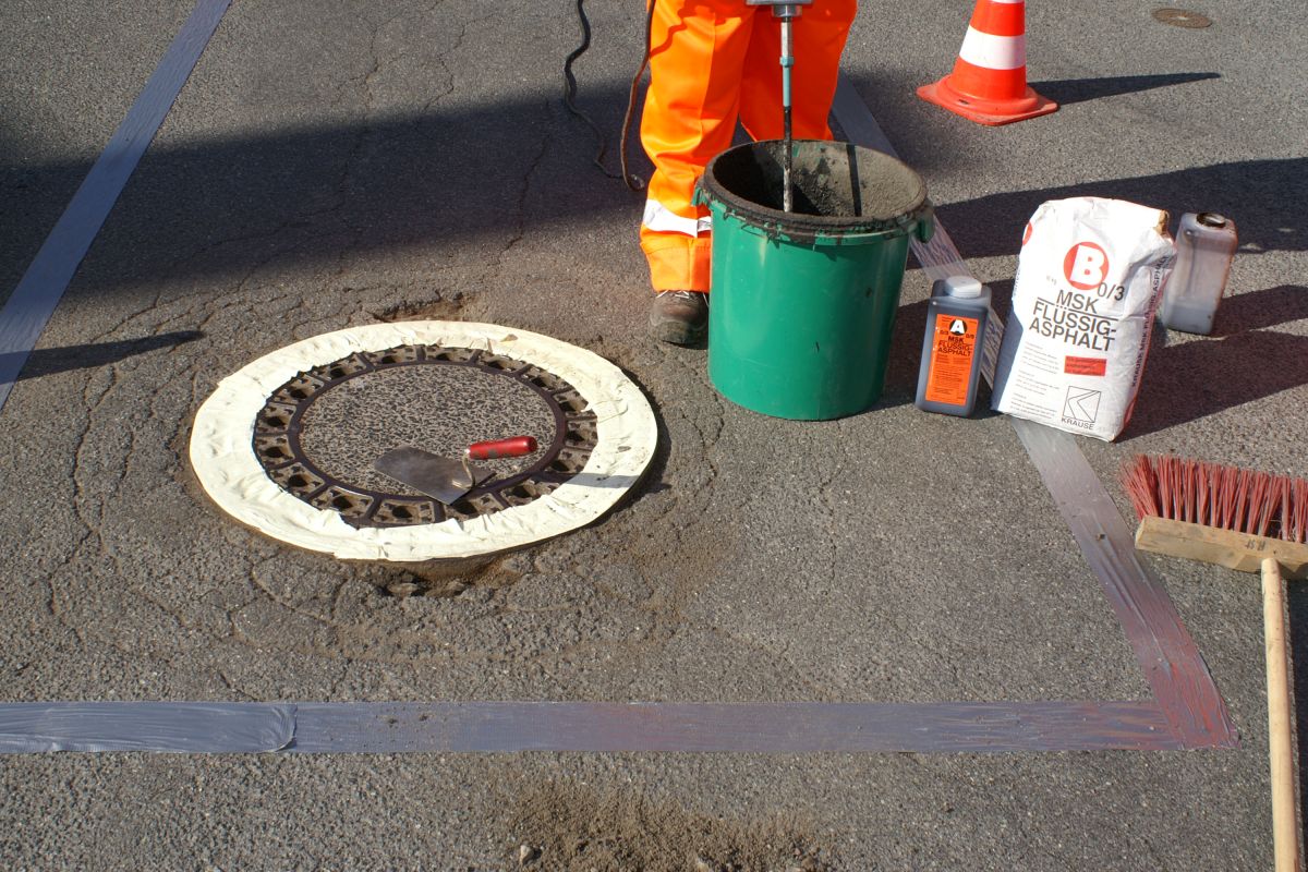 MSK Flüssig Asphalt - Anwendungsbeispiel Schacht 